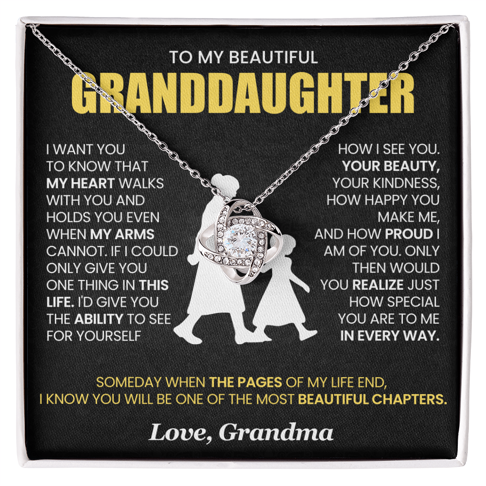 To My Granddaughter - From Grandma - Love Knot Necklace!