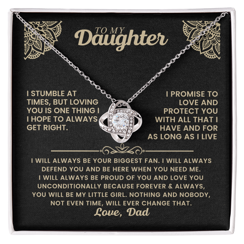 To My Daughter - I Promise To Love And Protect You Loveknot Necklace