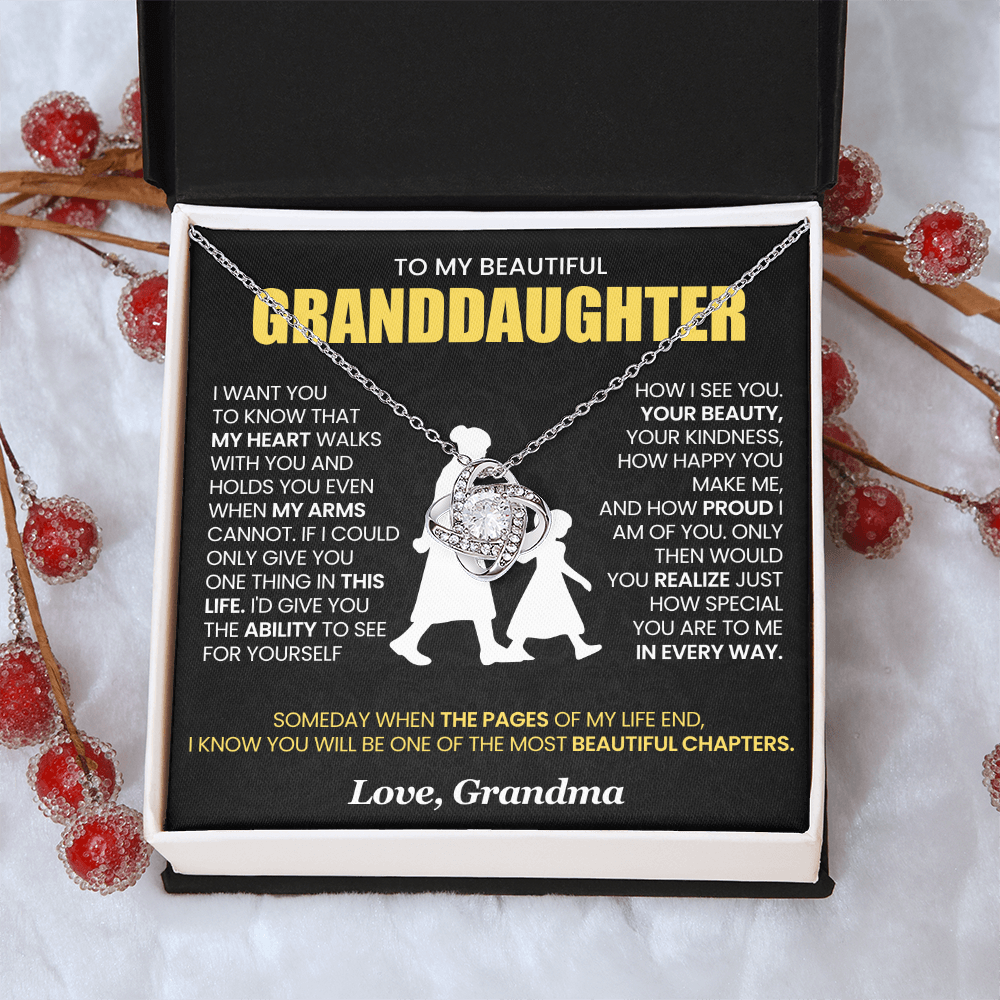 To My Granddaughter - From Grandma - Love Knot Necklace!