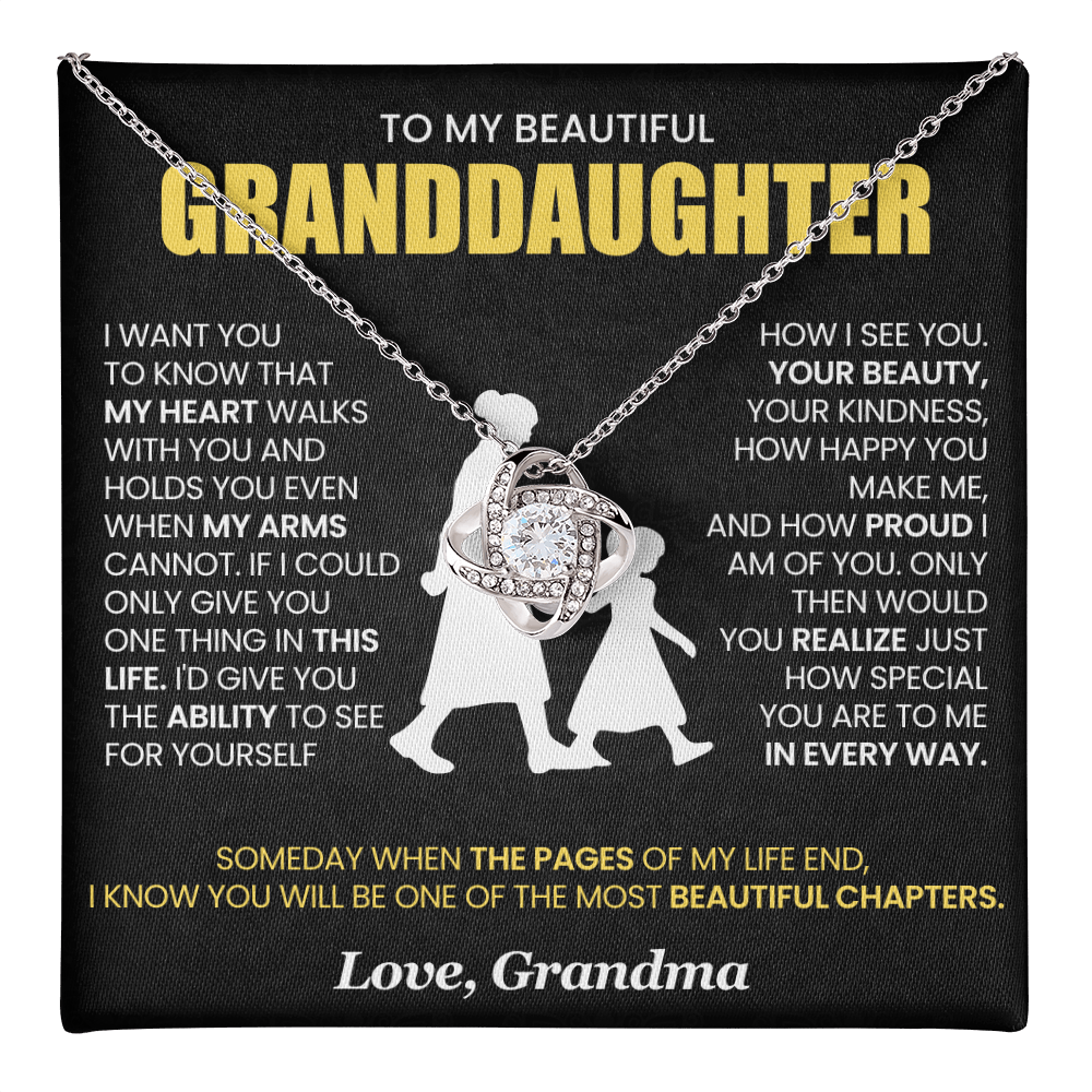 To My Granddaughter - From Grandma - Love Knot Necklace!