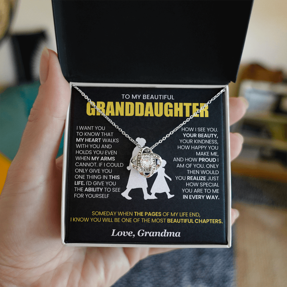 To My Granddaughter - From Grandma - Love Knot Necklace!