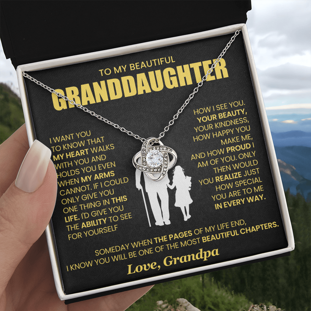 To My Granddaughter - From Grandpa - Love Knot Necklace!