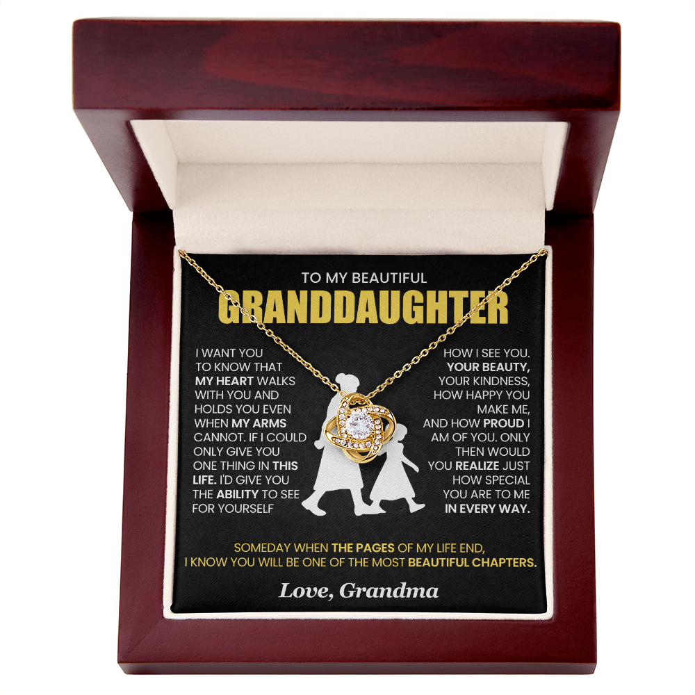 To My Granddaughter - From Grandma - Love Knot Necklace!