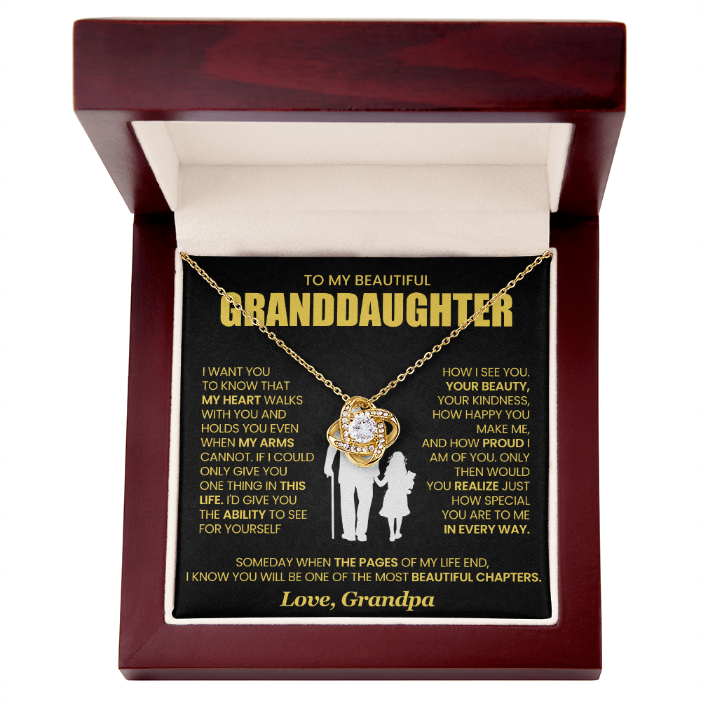 To My Granddaughter - From Grandpa - Love Knot Necklace!