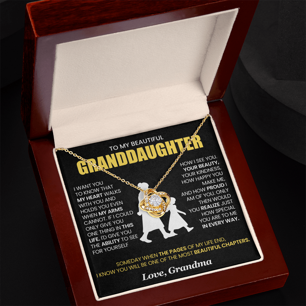 To My Granddaughter - From Grandma - Love Knot Necklace!