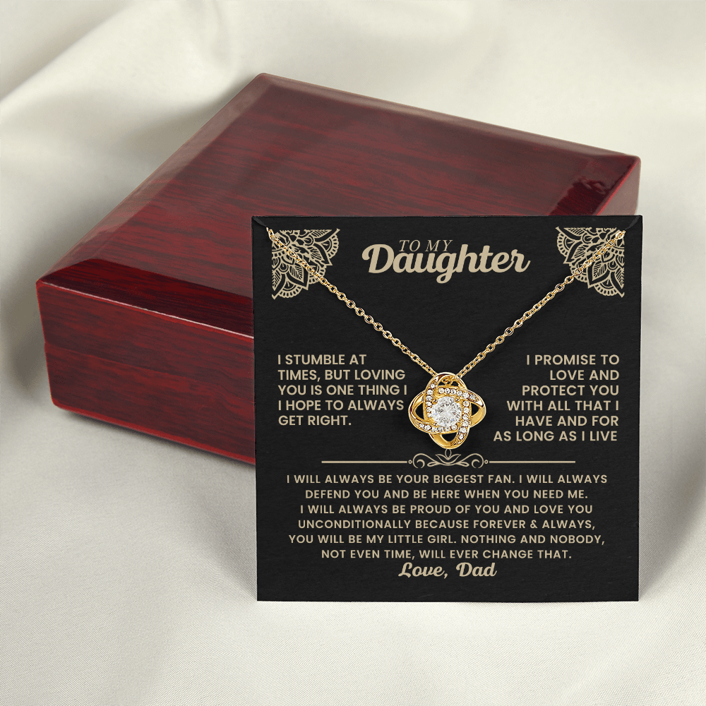 To My Daughter - I Promise To Love And Protect You Loveknot Necklace