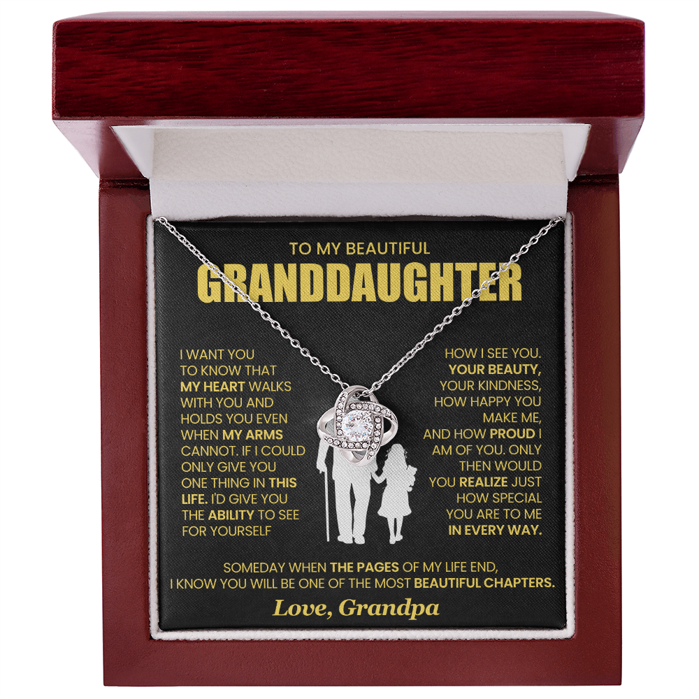 To My Granddaughter - From Grandpa - Love Knot Necklace!
