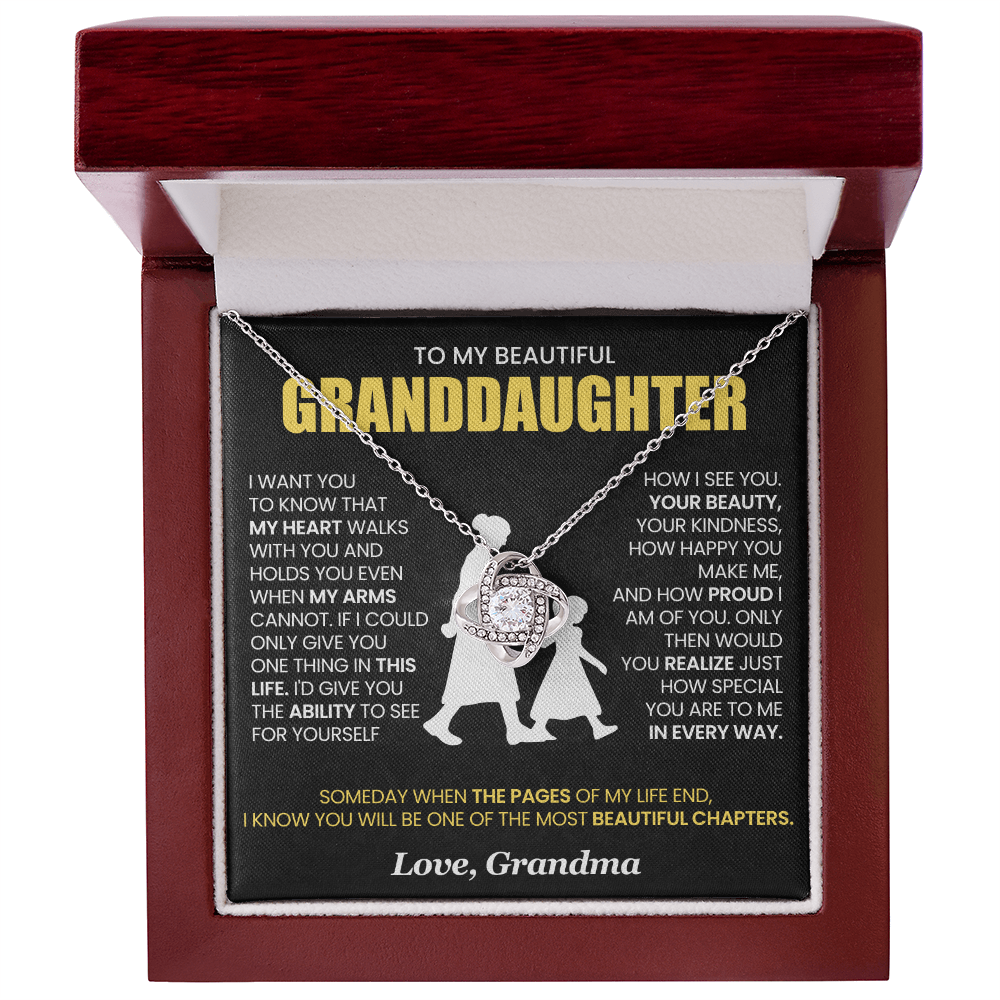 To My Granddaughter - From Grandma - Love Knot Necklace!