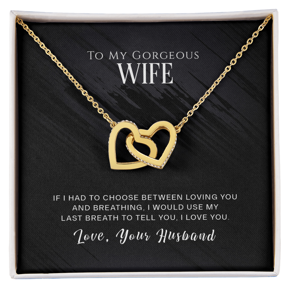 To My Gorgeous Wife Interlocking Hearts Necklace