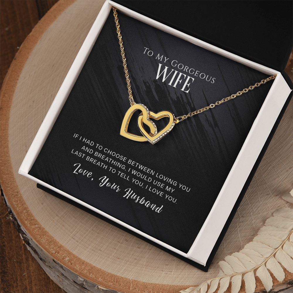To My Gorgeous Wife Interlocking Hearts Necklace