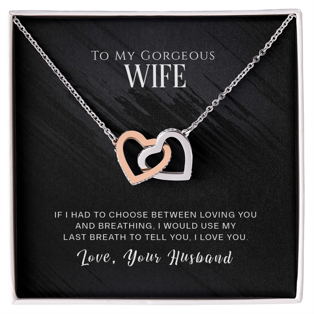 To My Gorgeous Wife Interlocking Hearts Necklace