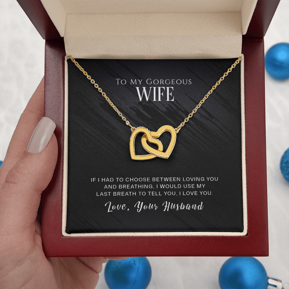 To My Gorgeous Wife Interlocking Hearts Necklace