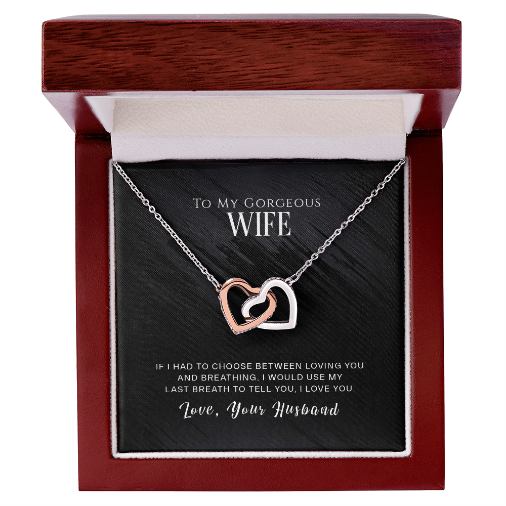 To My Gorgeous Wife Interlocking Hearts Necklace