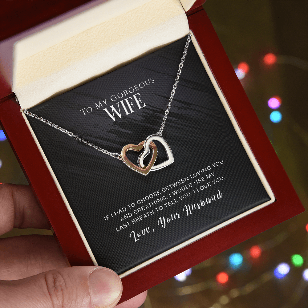 To My Gorgeous Wife Interlocking Hearts Necklace