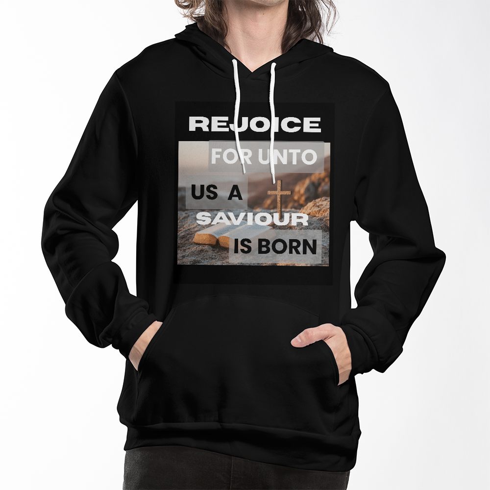 REJOICE For Un to Us A Savior Is Born Unisex Christmas Hoodie