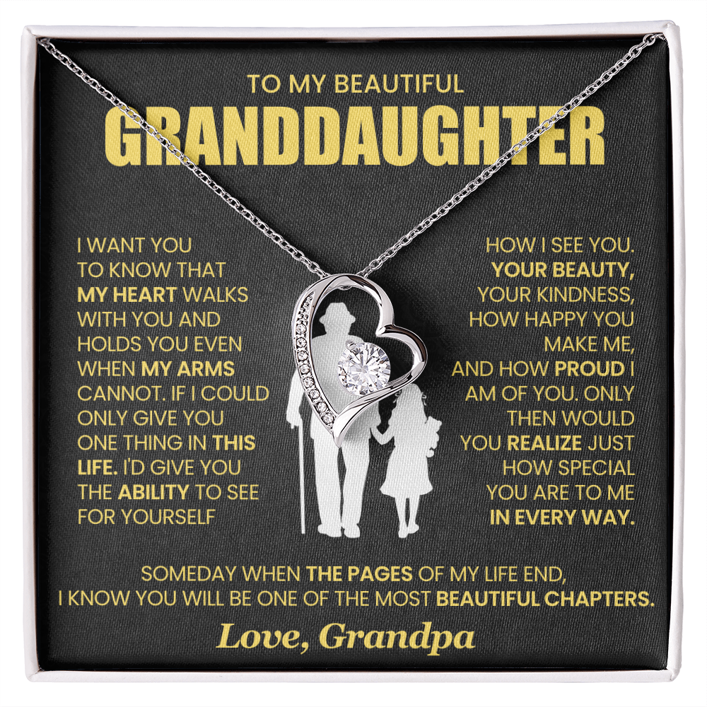 To My Granddaughter - From Grandpa - Forever Love Necklace!