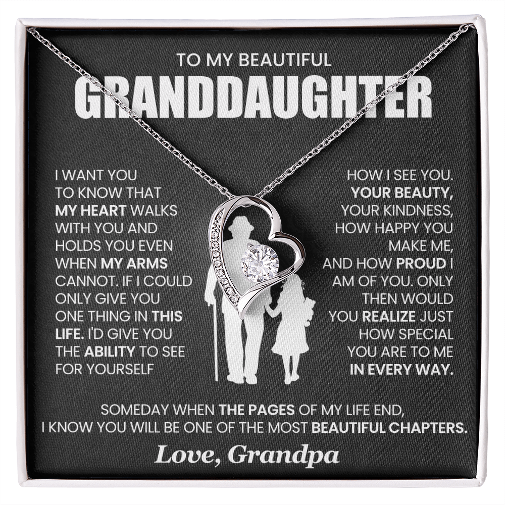 To My Granddaughter - From Grandpa - Forever Love Necklace!