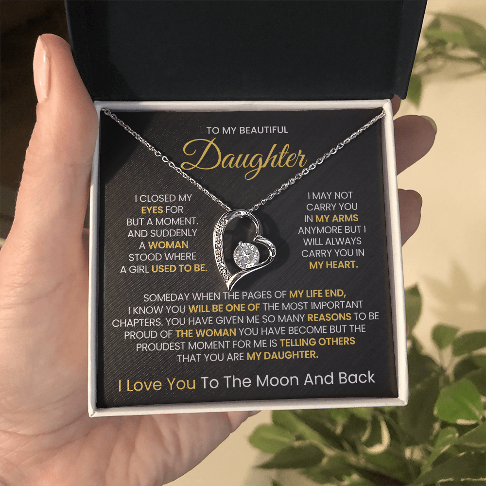 To My Beautiful daughter, I Love You To The Moon And Back- Forever Love Necklace!