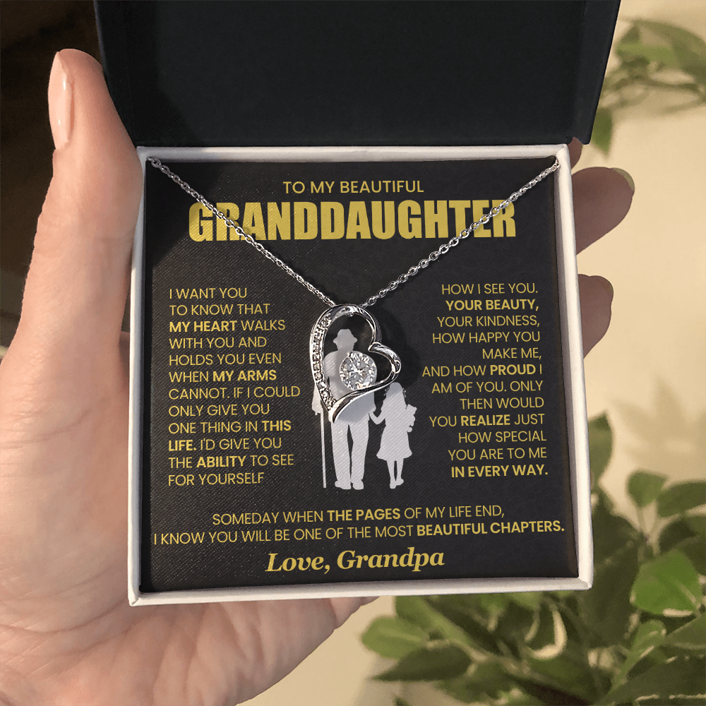 To My Granddaughter - From Grandpa - Forever Love Necklace!