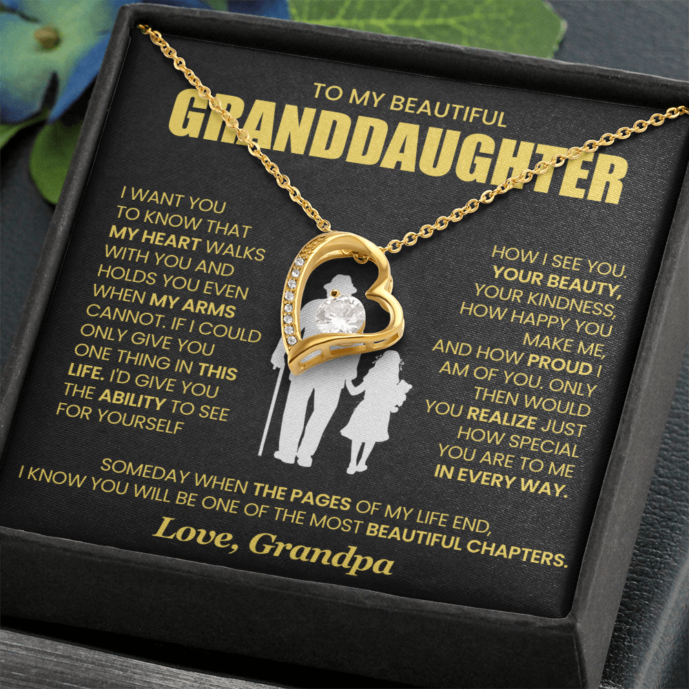 To My Granddaughter - From Grandpa - Forever Love Necklace!