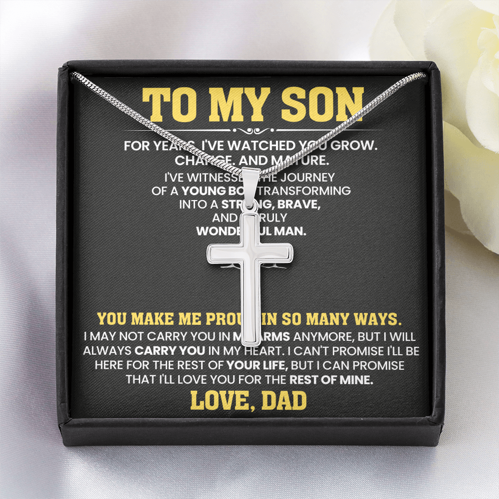 To My Son For Years  I've Watched You Grow, Change And Mature - Artisan Cross Necklace!