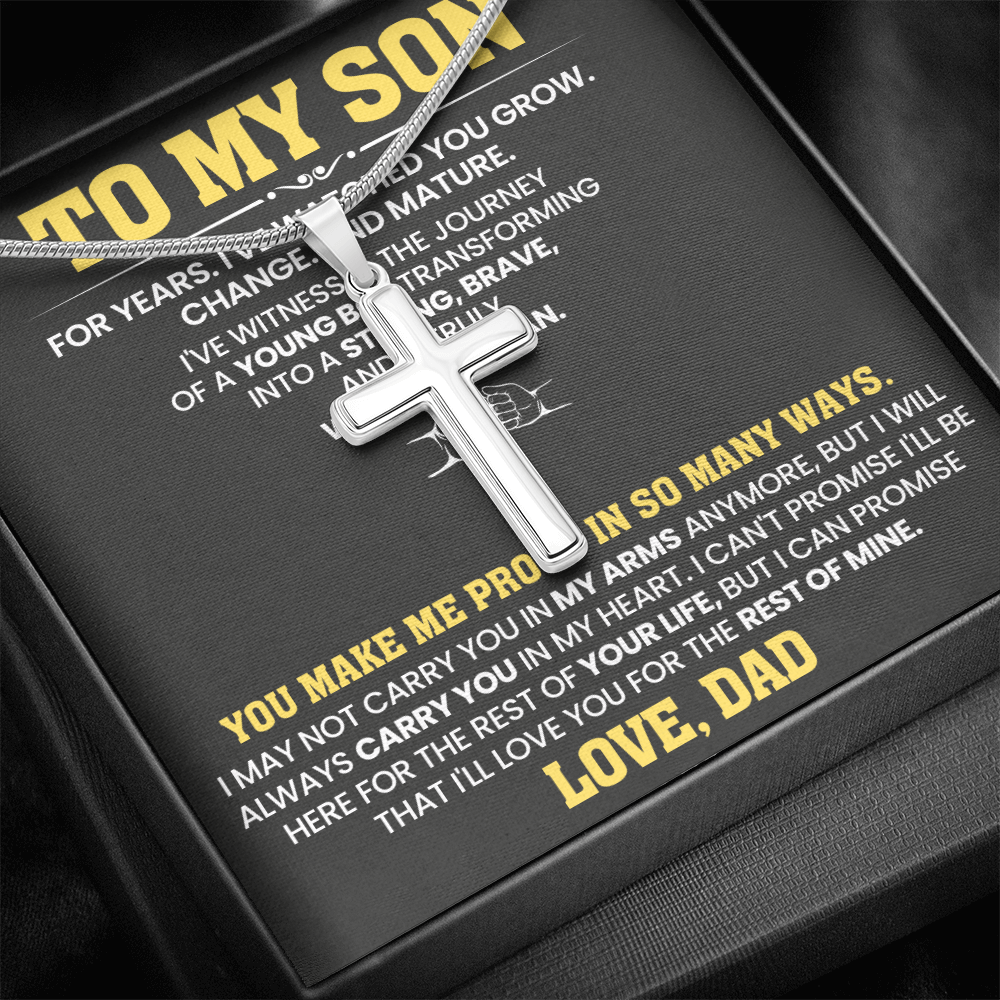 To My Son For Years  I've Watched You Grow, Change And Mature - Artisan Cross Necklace!