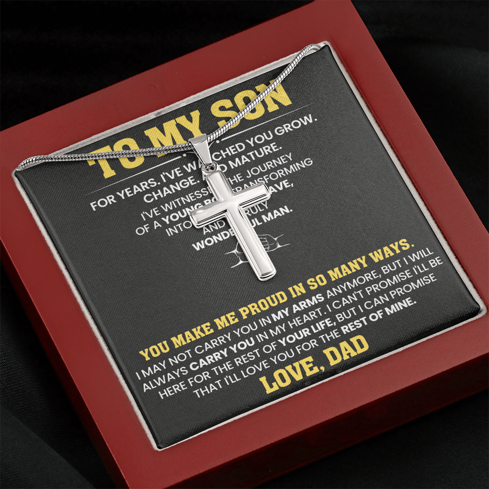 To My Son For Years  I've Watched You Grow, Change And Mature - Artisan Cross Necklace!