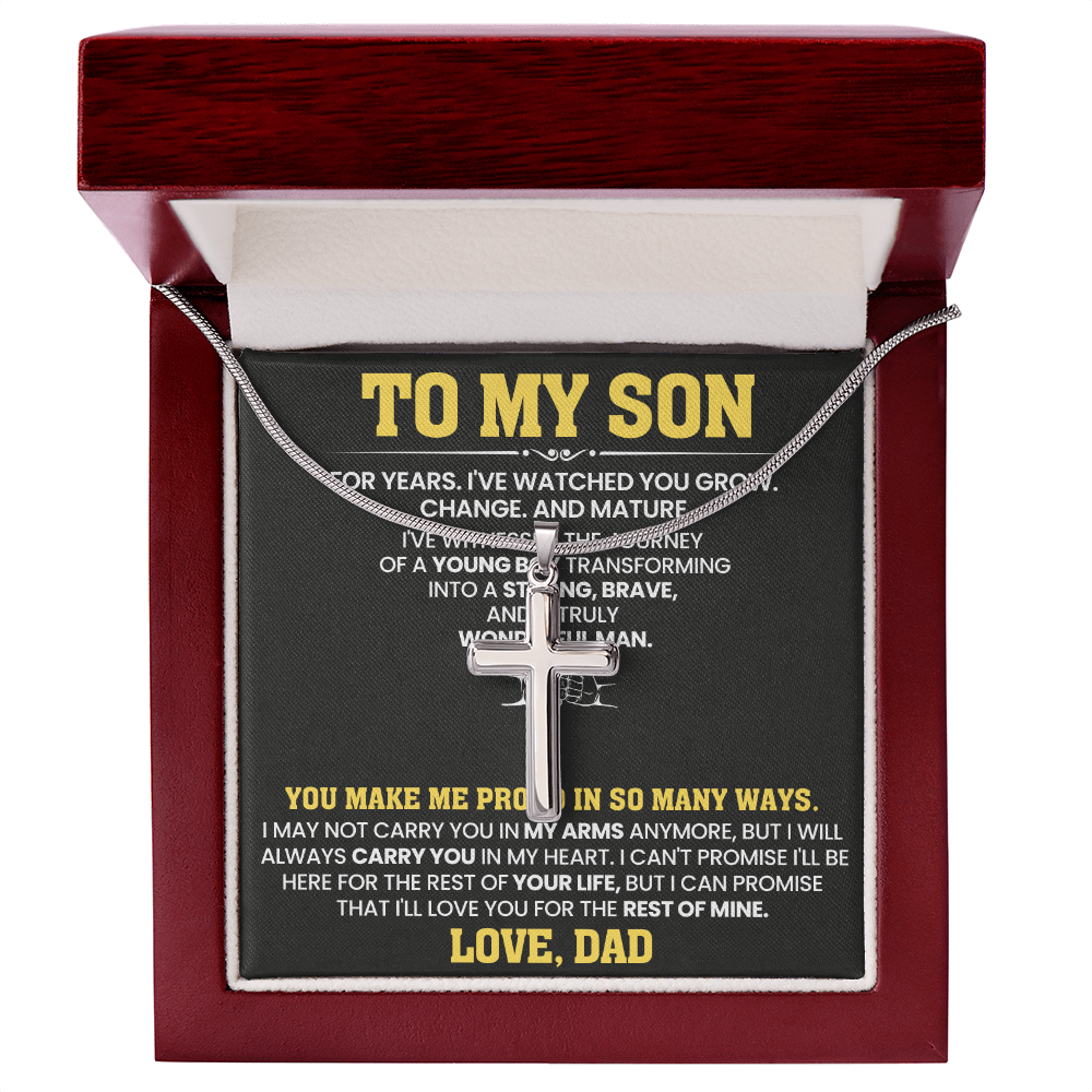 To My Son For Years  I've Watched You Grow, Change And Mature - Artisan Cross Necklace!