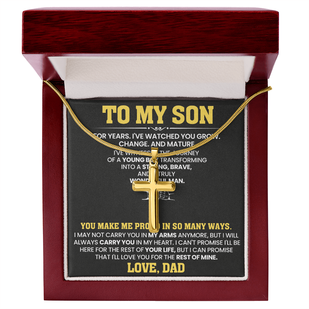 To My Son For Years  I've Watched You Grow, Change And Mature - Artisan Cross Necklace!