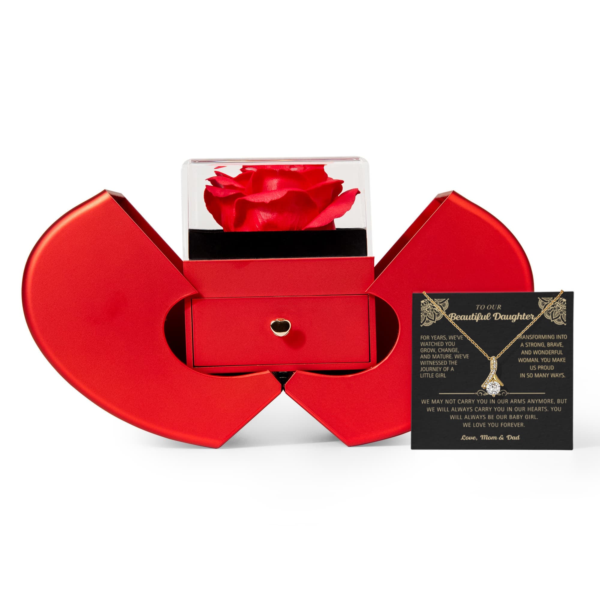 To Our Beautiful Daughter - Alluring Beauty with Red Heart Rose Box