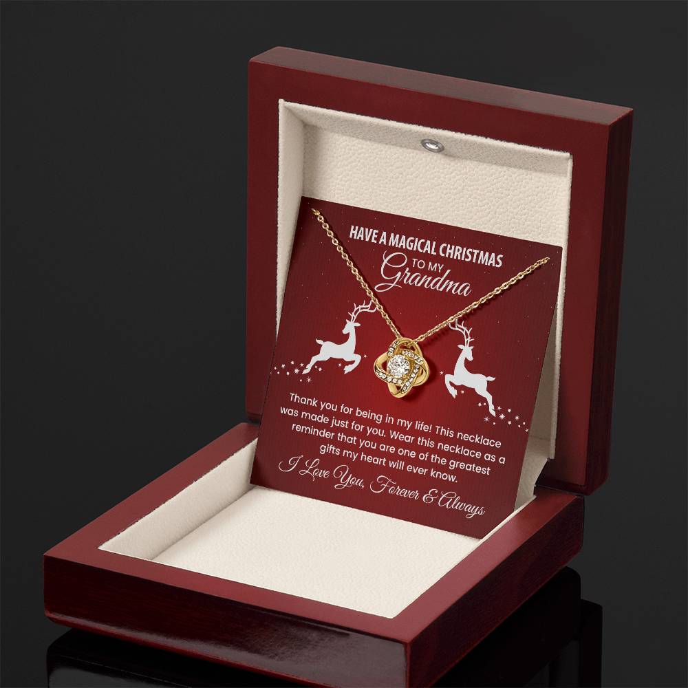 Magical Christmas Grandma Necklace – Holiday Knot Pendant with Heartfelt Message Card !