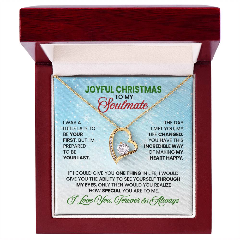 Joyful Christmas Soulmate Necklace – Gold Heart Pendant with Romantic Message Card